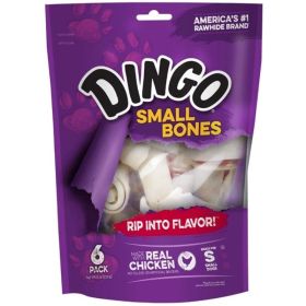 Dingo Meat in the Middle Rawhide Chew Bones, Small 4" 6 Pack
