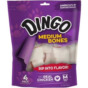 Dingo Meat in the Middle Rawhide Chew Bones, Med - 6" 4 Pack