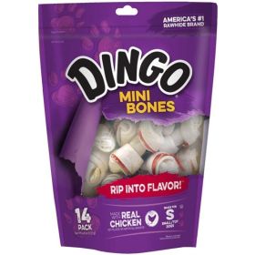 Dingo Meat in the Middle Rawhide Chew Bones Mini 2.5" 14 Pk