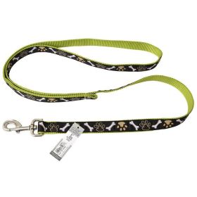 Pet Attire Ribbon Brown Paws & Bones Nylon Leash - 6' L x 1" W