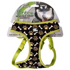 Pet Attire Ribbon Paw & Bones Wrp Adjsble Harness - 19"-23"Gr