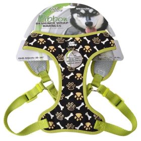Pet Attire Ribbon Paw & Bones Wrp Adjsble Harness - 22"-28" Gr