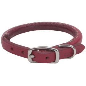 Circle T Oak Tanned Leather Round Dog Collar - Red - 12