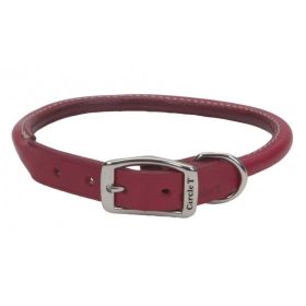 Circle T Oak Tanned Leather Round Dog Collar - Red - 18"
