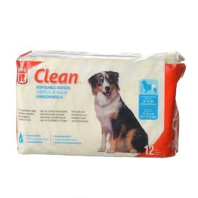 Dog It Disposable Diapers - L - 12 Pack - 35-55 lb 18-22.5" Waist