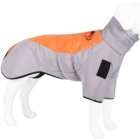 Warm Dog Jacket Winter Coat Reflective Waterproof Windproof Clothes with Zipper (Color: Orange-Gray)
