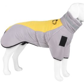 Warm Dog Jacket Winter Coat Reflective Waterproof Windproof Clothes with Zipper (Color: Yellow-Gray)