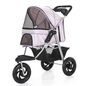 Pet Stroller, Jogger Carrier Adjustable Canopy Storage Brake (Color: lavender)