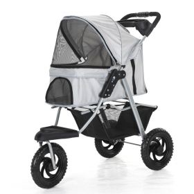Pet Stroller, Jogger Carrier Adjustable Canopy Storage Brake (Color: Gray)