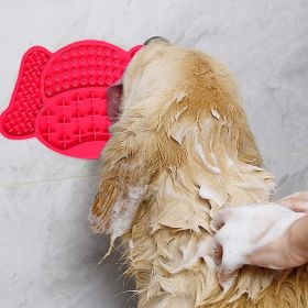 Lick Mat for Dogs Slow Feeder Bowl, Pet Lick Mat for Anxiety, Use in Shower & Bath with Suction Cup (Color: Red)
