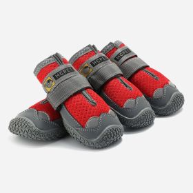 Non-Skid Booties Non-Slip with 3m Reflective Strap S to L Size (Color: Red)