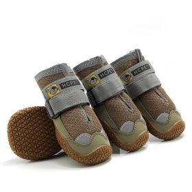 Non-Skid Booties Non-Slip with 3m Reflective Strap S to L Size (Color: brown)
