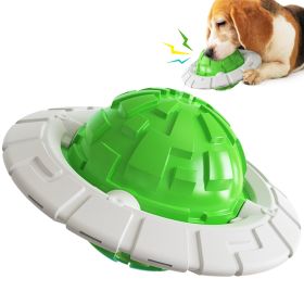 Dog Toy Sound Molar Interactive Flying Saucer Toothbrush Medium and Large Dog (Color: Green)
