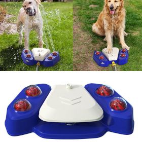 Dog Sprinkler Canine Water Easy Paw Activated 2 Aqua Outlet Modes Hose Dispenser (Color: Blue)
