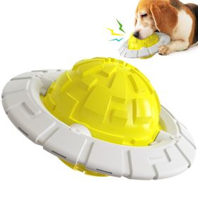 Dog Toy Sound Molar Interactive Flying Saucer Toothbrush Medium and Large Dog (Color: Yellow)
