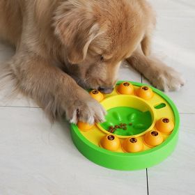 Dog Pets Puzzle Toys Slow Feeder Increases Puppy IQ Food Dispenser Slow Eating (Color: Green Roulette)