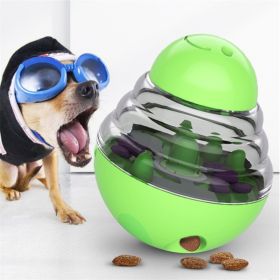 Dog Toys Food Ball Food Dispenser Slow Feed Pet Tumbler Dogs Puzzle Toys (Color: Green)