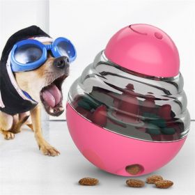 Dog Toys Food Ball Food Dispenser Slow Feed Pet Tumbler Dogs Puzzle Toys (Color: Pink)