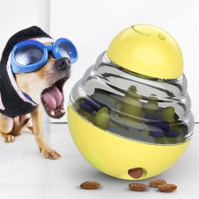 Dog Toys Food Ball Food Dispenser Slow Feed Pet Tumbler Dogs Puzzle Toys (Color: Yellow)