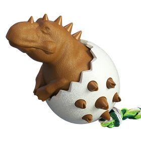 Dog Molar Stick Pet Bite-Resistant Interactive Puzzle Cleaning Teeth Fun Dinosaur Egg Toy (Color: Chocolate)