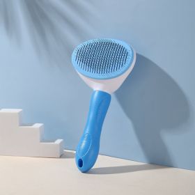 Pet Comb Stainless Steel Needle Comb Dog Hair Removal Floating Hair Cleaning Brush (Color: Blue)