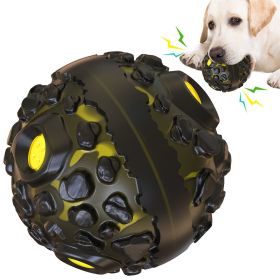 Paw Partner Dog Ball Toy Squeaky Giggle Ball For Aggressive Chewers Indestructible (Color: Black Yellow)