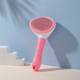 Pet Comb Stainless Steel Needle Comb Dog Hair Removal Floating Hair Cleaning Brush (Color: Pink)
