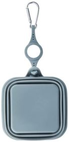 Collapsible Pet Bowl Double Portable Travel Bowl (Color: Gray)