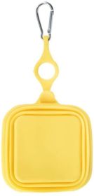 Collapsible Pet Bowl Double Portable Travel Bowl (Color: Yellow)