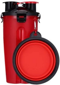 Storage Pet Food and Water Cup Collapsible Water Bowl (Color: Red)