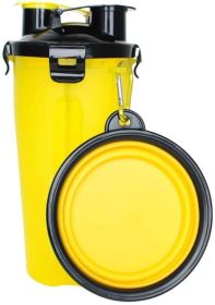 Storage Pet Food and Water Cup Collapsible Water Bowl (Color: Yellow)