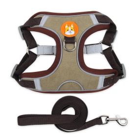 dog Harnesses and dog leash set; Pet Chest Strap Vest Dog Strap Small Dog Rope (colour: Brown)