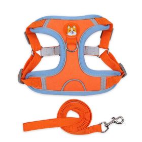 dog Harnesses and dog leash set; Pet Chest Strap Vest Dog Strap Small Dog Rope (colour: Orange)