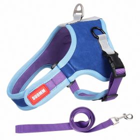 dog Harnesses and dog leash set; Vest Style Dog Chest Back (colour: Blue)