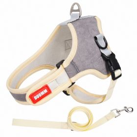 dog Harnesses and dog leash set; Vest Style Dog Chest Back (colour: grey)