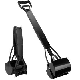 31.5in Pet Pooper Scooper Foldable Waste Pick Up Rake (Color: Black)