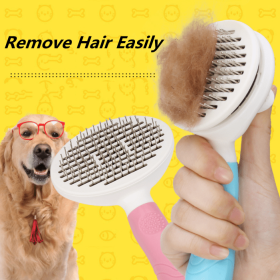 Pets Comb Dogs Beauty Cleaning Automatic Hair Removal (Color: Blue)