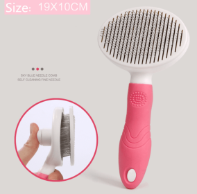 Pets Comb Dogs Beauty Cleaning Automatic Hair Removal (Color: Pink)