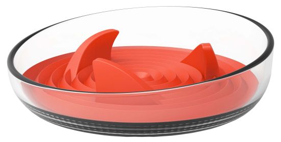 Pet Life 'Cirlicue' Shark Fin Shaped Slow Feeding Pet Bowl (Color: Orange)