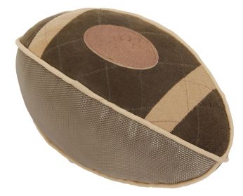 Pet Life Durable Oxford Nylon Squeaky Football Dog Toy (Color: Olive Green)