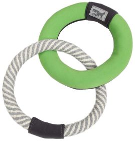 Pet Life Dual-Connecting Jute Rope and Floating Ring Dog Toy (Color: Green)