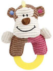 Pet Life 'Ring-O-Round' Plush Squeaking Teething Puppy Toy (Color: Pink / Brown)