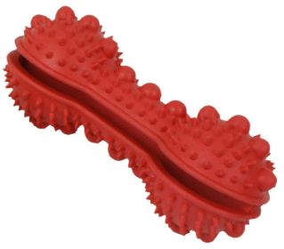 Pet Life 'Denta-Bone' TPR Treat Dispensing Dental Cleaning Toy (Color: Red)