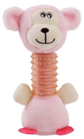 Pet Life Totty-Chew' Plush Rubber Squeaking Teething Dog Toy (Color: Pink)