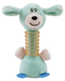 Pet Life Totty-Chew' Plush Rubber Squeaking Teething Dog Toy (Color: Blue)