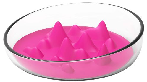 Pet Life 'Cirlicue' Mountain Shaped Slow Feeding Pet Bowl (Color: Pink)