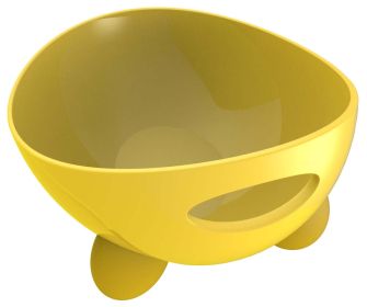 Dishwasher Safe Modern Tilted Dog Bowl (Color: Yellow)