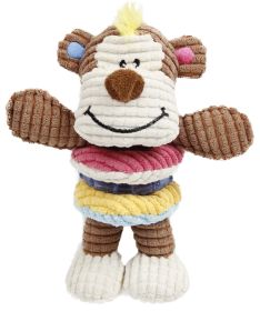 Pet Life Plush Squeaking and Rubber Teething Puppy Dog Toy (Color: brown)
