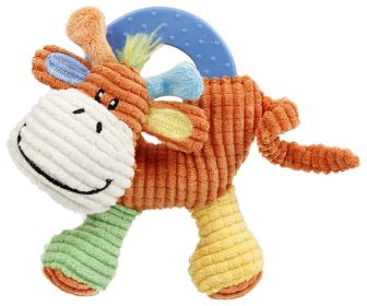 Pet Life 'Moo-cifier' Plush Squeaking Rubber Teething Puppy Toy (Color: Orange / Green / Yellow)