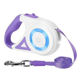 Retractable Extendable Dog Walking Leash with Flashlight Light, Waste Bag Dispenser (Color: purple)